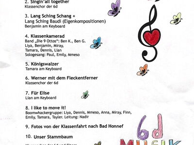 Programm Klassenkonzert