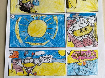 Gezeichneter Comic über eine Ente