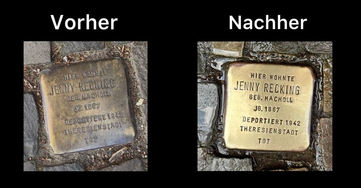 Vorher Nachher Vergleich von Stolpersteinen